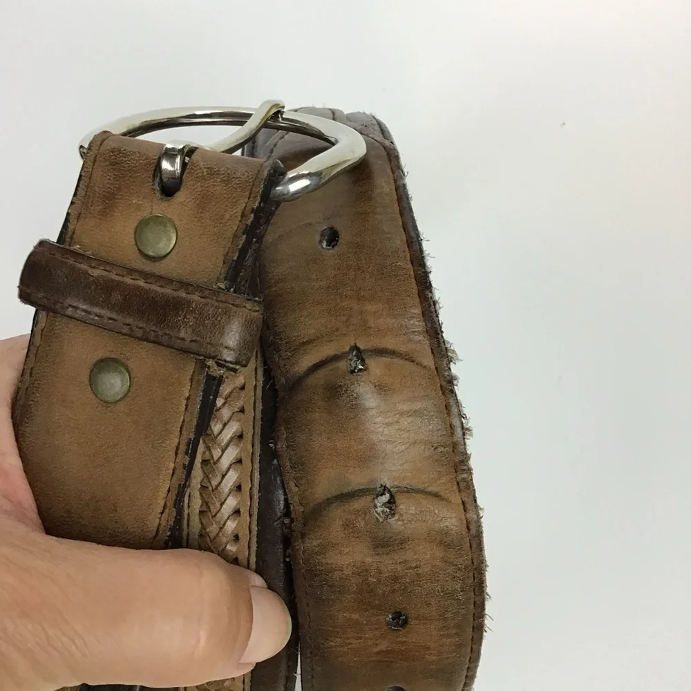 Genuine Vintage Nocona Belt size 42 Genuine Leather 2 Tone Brown Rustic